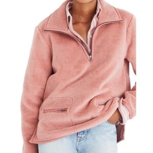 NWT Madewell Zoey XXS Cozy Pink Fleece Pullover